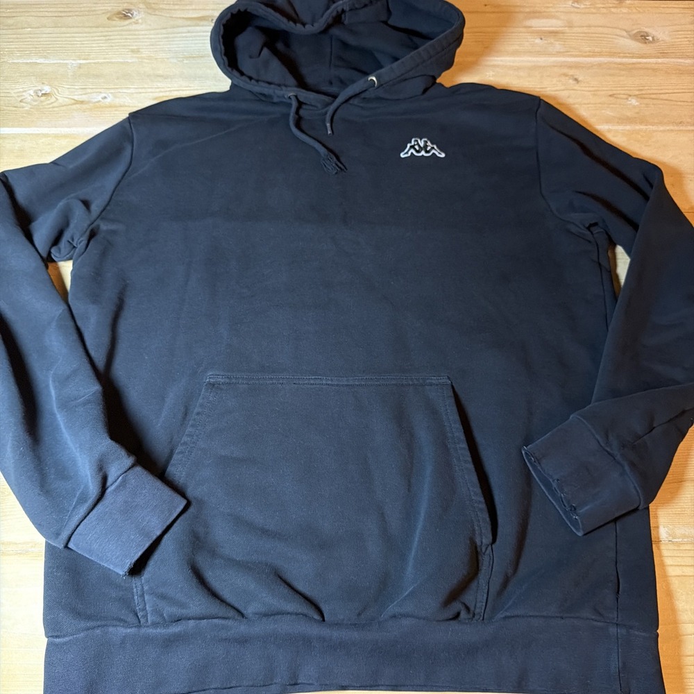Kappa Black Mens Hoodie  Sweatshirt Pullover Size Extra Large